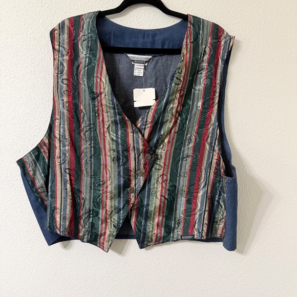Rockies Jackets & Blazers - Rockies Vintage 90s Western Tapestry Country Vest USA Colorful Striped 18W